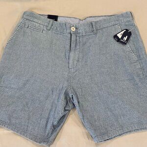 NWT!! johnnie-O Wilkins Flat front Blue Indigo wash shorts - 34